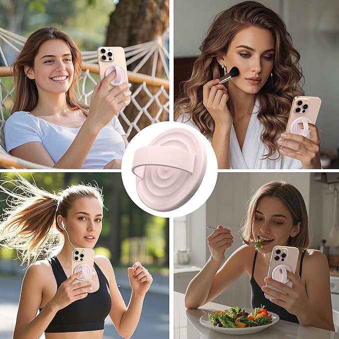 Magnetic Phone Ring Grip Holder, Silicone Finger Loop Grip, Compatible - Image 2