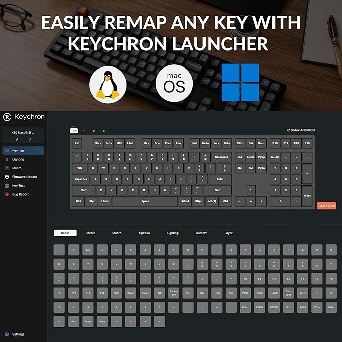 Keychron K10 Max Wireless Custom Mechanical Keyboard, QMK 2.4 GHz Bluetooth - Image 3