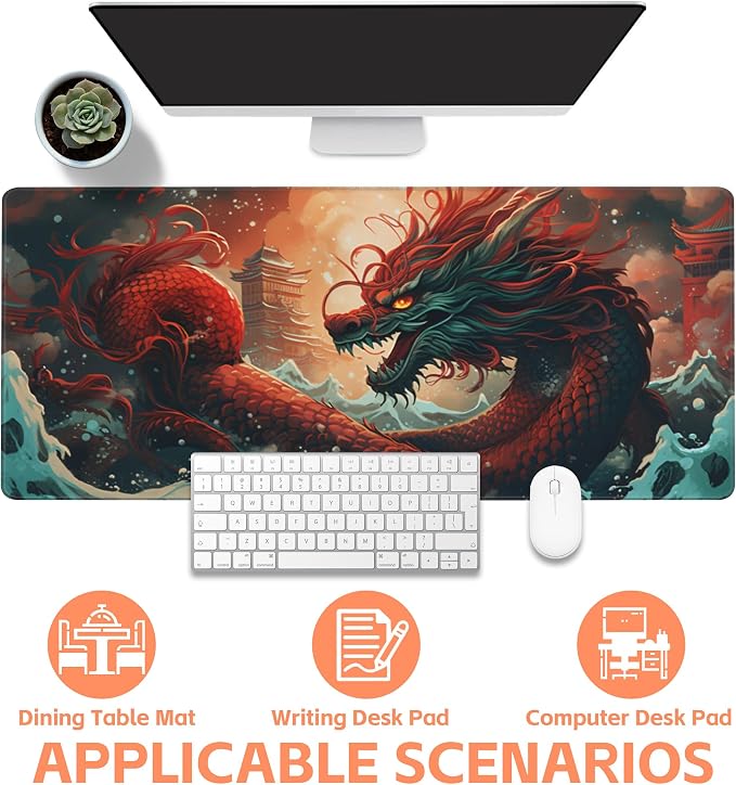 Mouse Pad Large Chinese Traditional Dragon Non-Slip Gaming Desk Mat - Image 4
