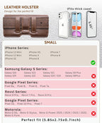 Leather Phone Holster for Men & Women, Horizontal Cell Phone Case, Fits iPhone - Image 5