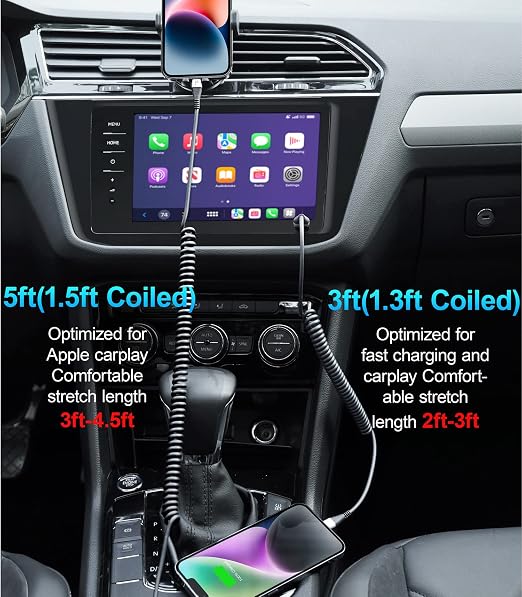 iPhone Charger Cable for Car, Retractable Charging Cord Compatible - Image 3