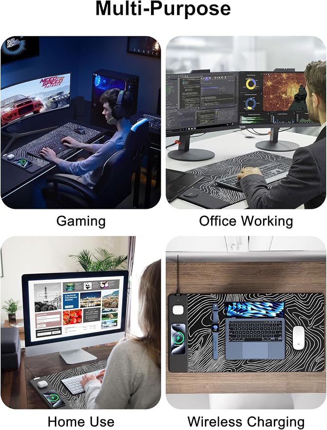 TopMade Mouse Pad with 15W Fast Wireless Charging, 31.5"x15.75" XXL Large - Image 8