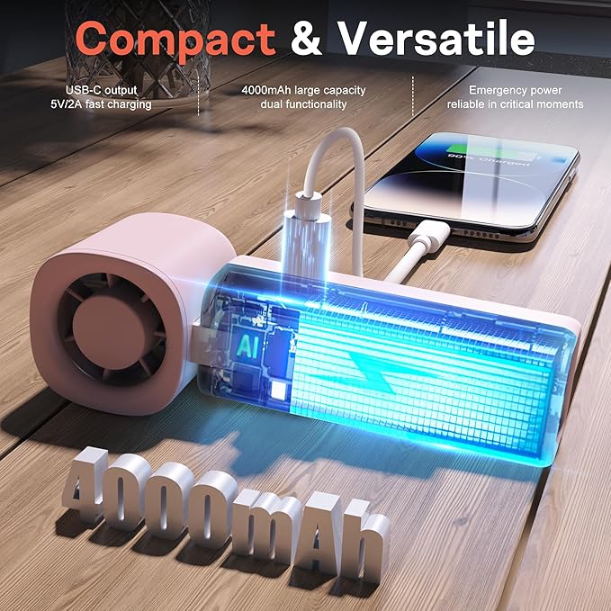 Personal Handheld Fan, Portable 3-in-1 High-Speed Turbo Fan - Image 5