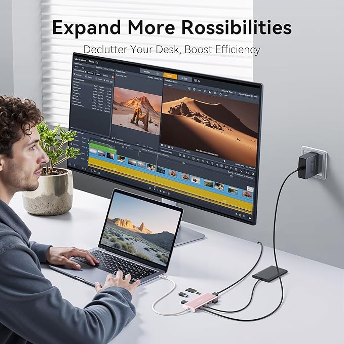 USB C Hub HDMI USB Adapter, 9 in 1 Dock - Image 4