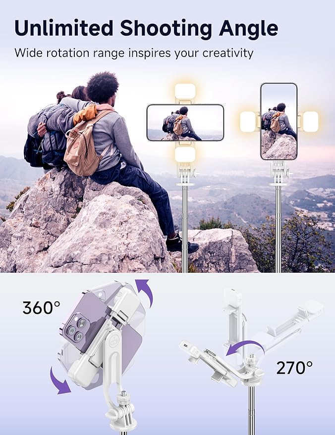 Selfie Stick Tripod with 2 Light, 3 Light Modes & 6 Brightness Levels - Image 6