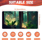 Desk Mat, Window View of Forest Desk Pad, 31.5"x15.7" Extended Big Computer - Image 2