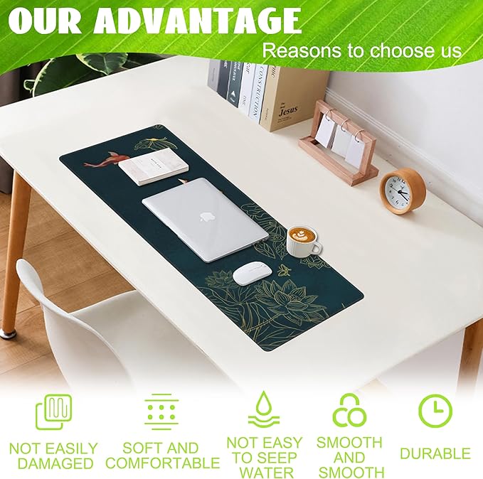 Large Gaming Mouse Pad, Koi Fish Ink Painting Desk Mat, Extended Big Computer - Image 4