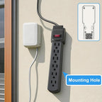 6-Outlet Surge Protector – 250 Joules, 2ft Cord, 1875W Max – Right Angle Plug - Image 4
