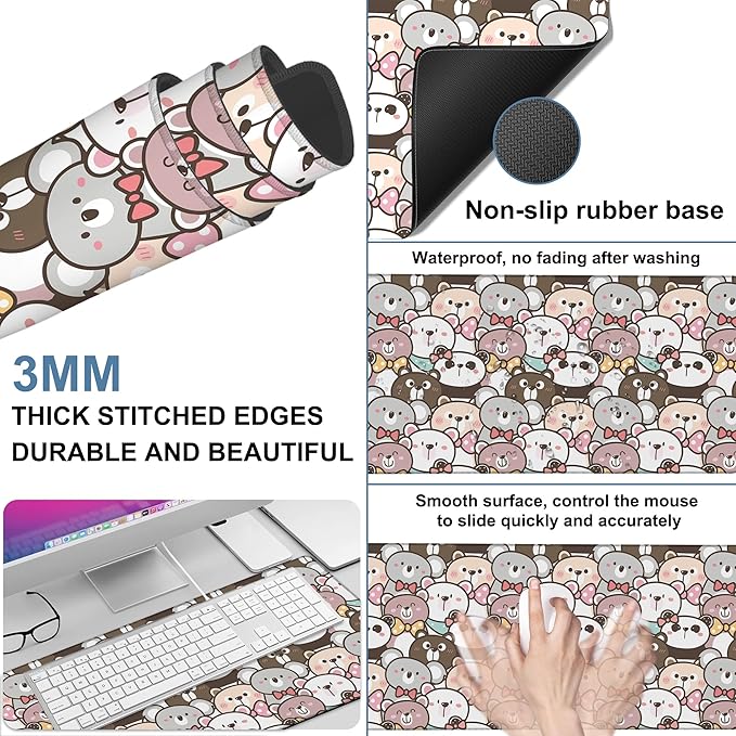 Gaming Desk Pad Large Extra Length Panda and Koala Mouse Pad Keyboard Laptop - Image 2