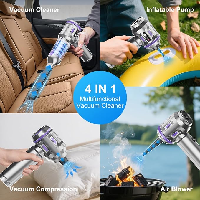 Car Vacuum Portable Cordless, 18000pa Mini Vacuum Cleaner, 4 in 1 Handheld - Image 3