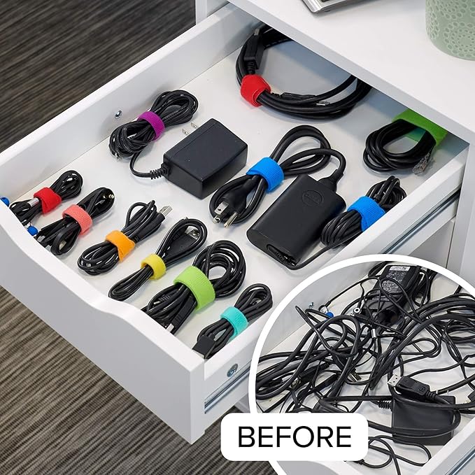 Self-Gripping Cable Ties by Wrap-It Storage, 5 Inch Straps – Reusable Hook and - Image 5
