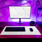 Topographic Contour White Gaming Mouse Pad XL Geographic Map Lines Extended Big - Image 6