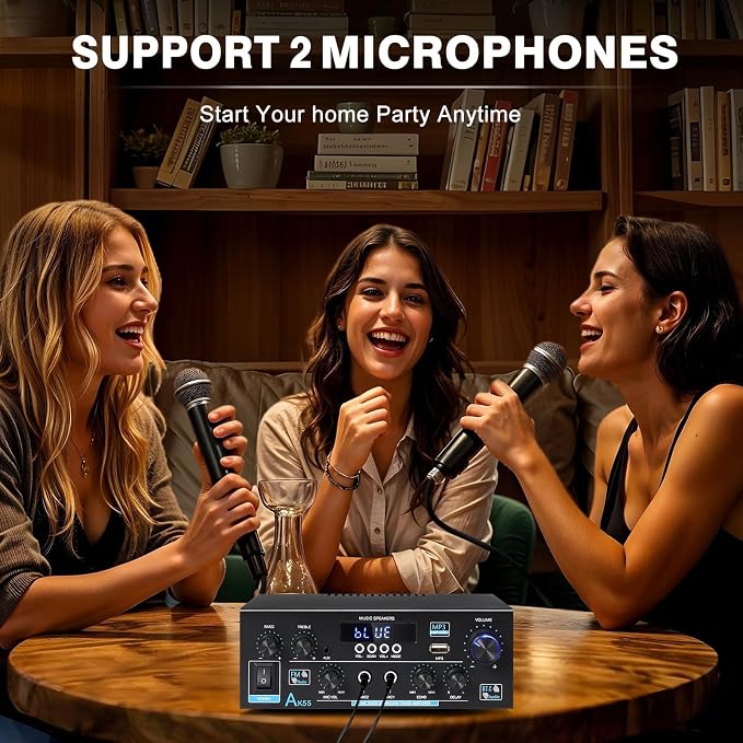 AK55 Bluetooth 5.0 Amplifier Home Audio, 2.0 Channel Max 450W Power Stereo - Image 8
