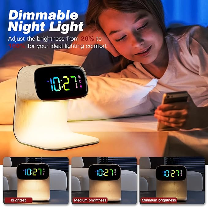 Digital Alarm Clock with Wireless Fast Charging Station 15W Touch Smart Lamp - Image 4