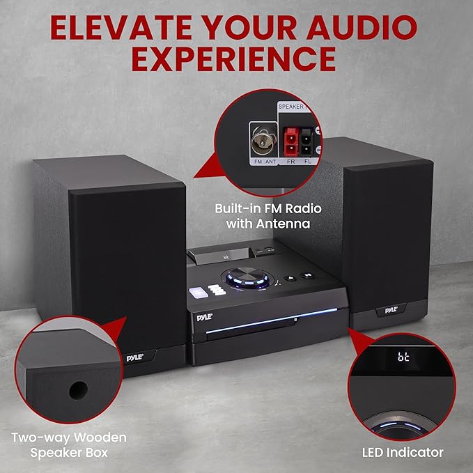 Pyle Home Stereo Shelf System - 100W Wireless BT Streaming - Image 5