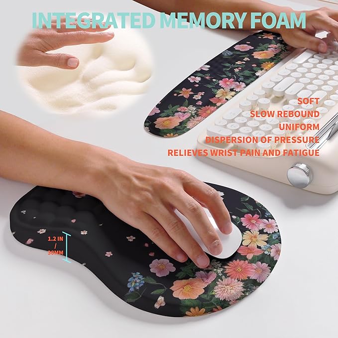 2-in-1 Ergonomic Set, Wave Rise Keyboard Wrist Rest and Massage Bulge Slope - Image 4