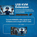 OREI 4x1 KVM 4K HDMI Over Ethernet Extender Switcher Balun Over CAT6/7 Cable - Image 6
