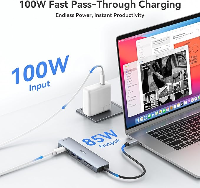 USB C Hub HDMI Adapter for MacBook Pro/Air, MOKiN 7 in 1 USB C Dongle - Image 4