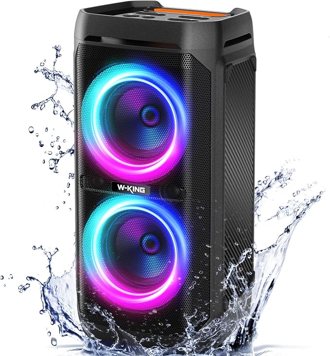 W-KING Large Bluetooth Speaker, 240W Peak Loud Boom Box 2×5.25" Subwoofers & by W-KING