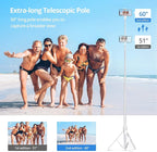 ATUMTEK 60" Selfie Stick Tripod, All in One Extendable Phone Tripod Stand - Image 4