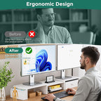 Dual Monitor Stand Riser, Adjustable Length & Swivel Angle Monitor Stand - Image 4