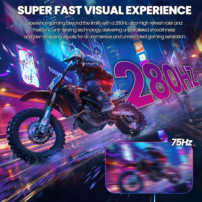 CRUA 27" Curved Gaming Monitor, 280Hz FHD, 1800R VA Panel, 120% sRGB, Support - Image 3