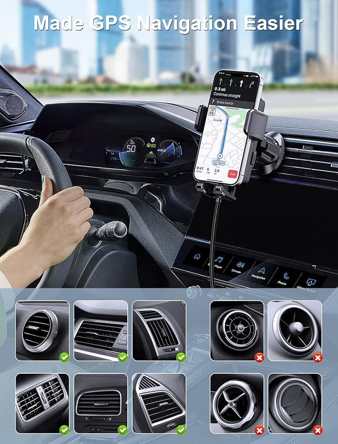 Wireless Car Charger, MOKPR 15W Fast Charging Auto Clamping Air Vent Car Phone - Image 2