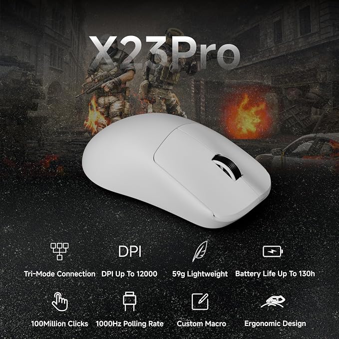EWEADN X23Pro Wireless Gaming Mouse, 2.4G/BT5.0/USB-C Esports Gaming Mouse - Image 2