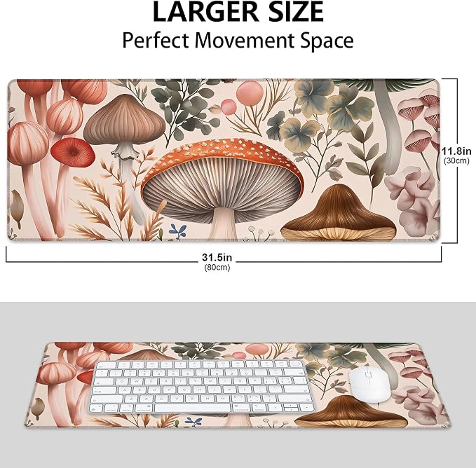 Botanical Mushroom Large Mouse Pad, Gaming Mouse Pad, Keyboard Mat, Non-Slip - Image 3