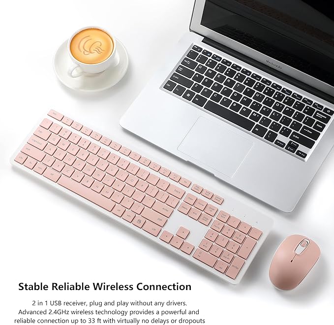 Wireless Keyboard and Mouse Combo, 2.4G Silent Cordless Keyboard Mouse Combo - Image 2