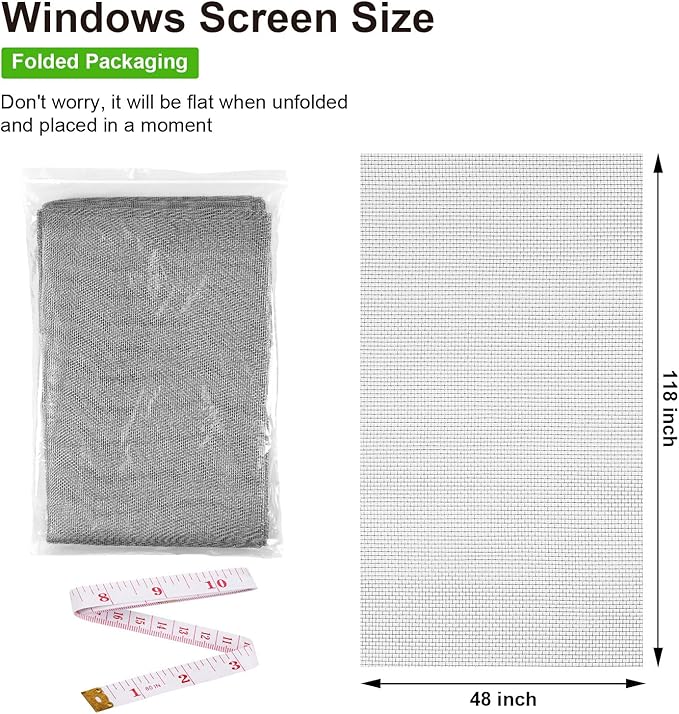 Replacement Window Screens, 48X118 Inch Durable Window Screen Mesh - Image 2
