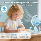 2025 Upgarded 4000mAh Misting Baby Stroller Fan, Rechargeable Battery Operated - Image 3