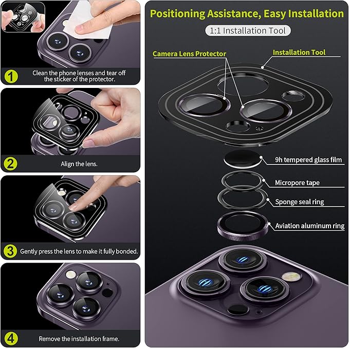 WSKEN for iPhone 14 Pro/iPhone 14 Pro Max Camera Lens Protector, HD Tempered - Image 2