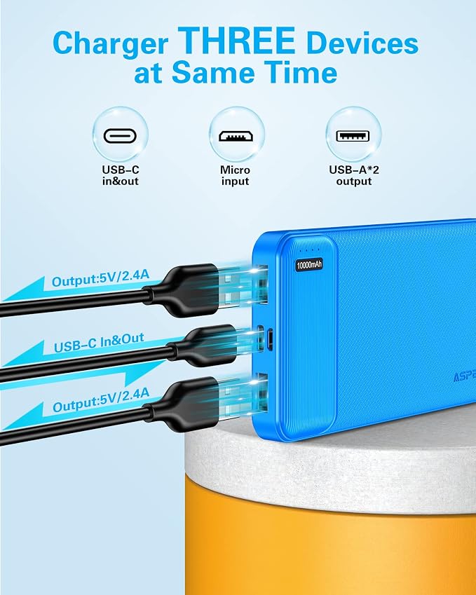 AsperX 2-Pack 10000mAh USB C Output Portable Charger Power Bank Fast Charging - Image 4