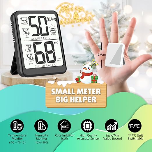 Antonki 2-Pack Room Thermometer, Digital Small Hygrometer Indoor Thermometer - Image 2