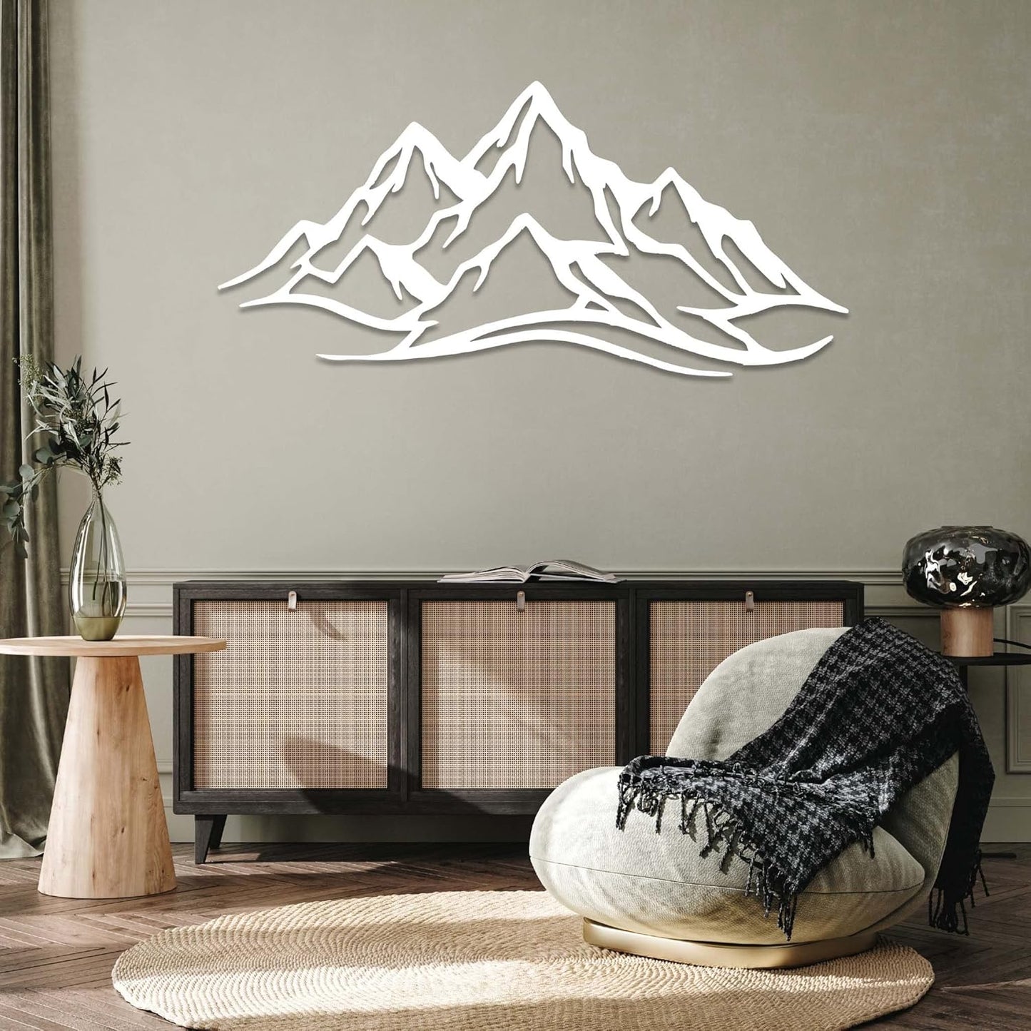 METALPLEX Mountain Range Metal Wall Art - Fade-Resistant and Rust-Free Indoor & Outdoor Aluminum Composite Wall Decor - Home Decor Wall Art For Living Room and Bedroom Decorations - White (30" x 14")