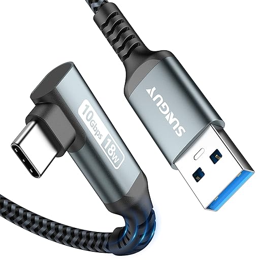 Carplay Cable 0.8FT, 10Gbps Right Angle USB A to C 3.1 Gen 2 High Speed Data by SUNGUY