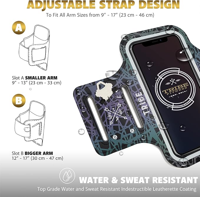 TRIBE Water Resistant Cell Phone Armband Case Running Holder - Image 4