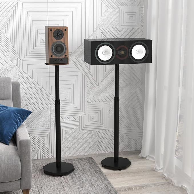 Universal Floor Speaker Stands Pair, Surround Sound Bookshelf Speaker Stands - Image 7