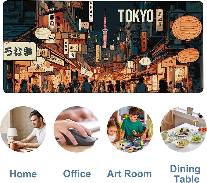 Gaming Desk Pad Large Extra Length Tokyo Japan Mouse Pad Keyboard Laptop - Image 5