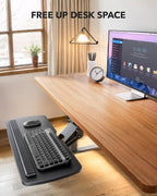 HUANUO Keyboard Tray Under Desk, 360 Adjustable Under Desk Keyboard Tray Slide - Image 5
