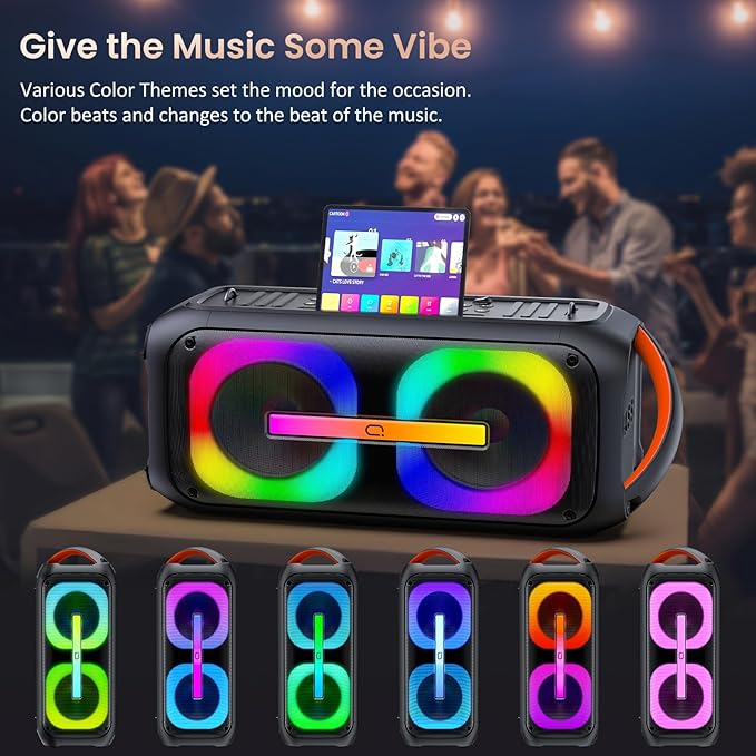 JYX Bluetooth Speaker with 2 Dual 60W 6.5" Subwoofer, PA System with 2 Wireless - Image 5