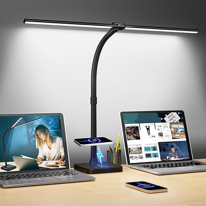 ShineTech LED Desk Lamp for Home Office, 24W Double Head Desk Light by ShineTech