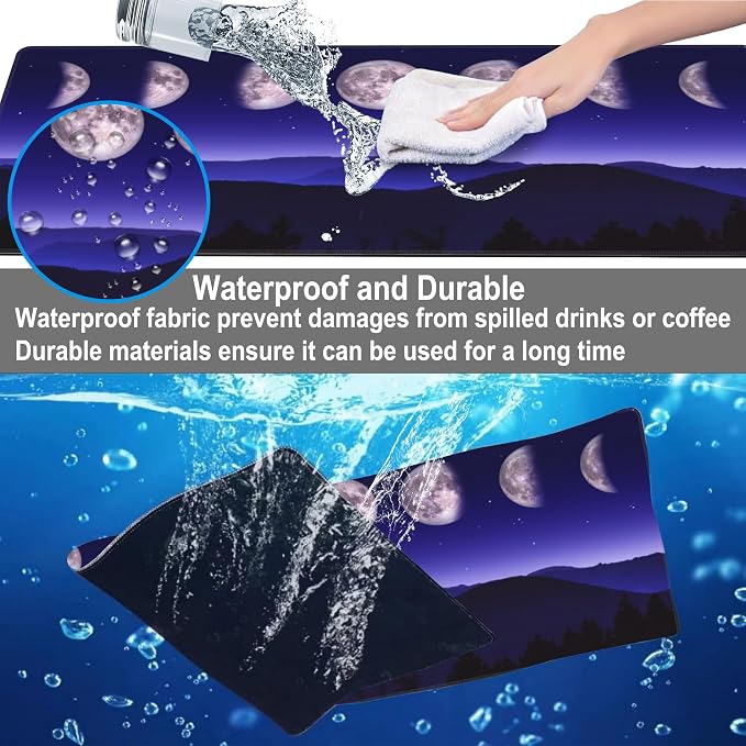 Mouse Pad, Large Moon Phases and Mountain Forest Desk Mat, Extended Non-Slip - Image 4