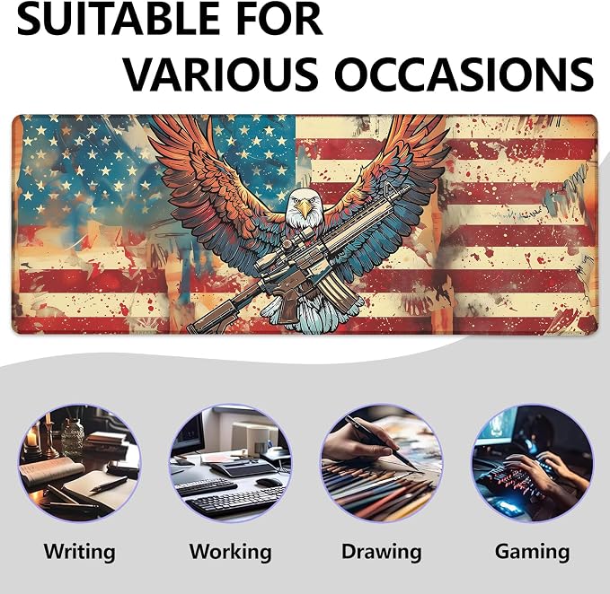 Patriotic Eagle Large Mouse Pad, Gaming Mouse Pad, Keyboard Mat, Non-Slip - Image 2