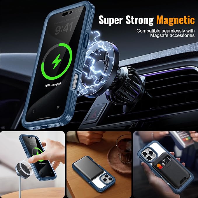 360° Protection Magnetic for iPhone 16 Case Built-in 9H Privacy Screen - Image 2