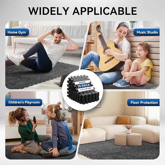 20 Pcs Sound Absorbing Interlocking Floor Mats Pads, Non-Slip Anti Vibration - Image 6