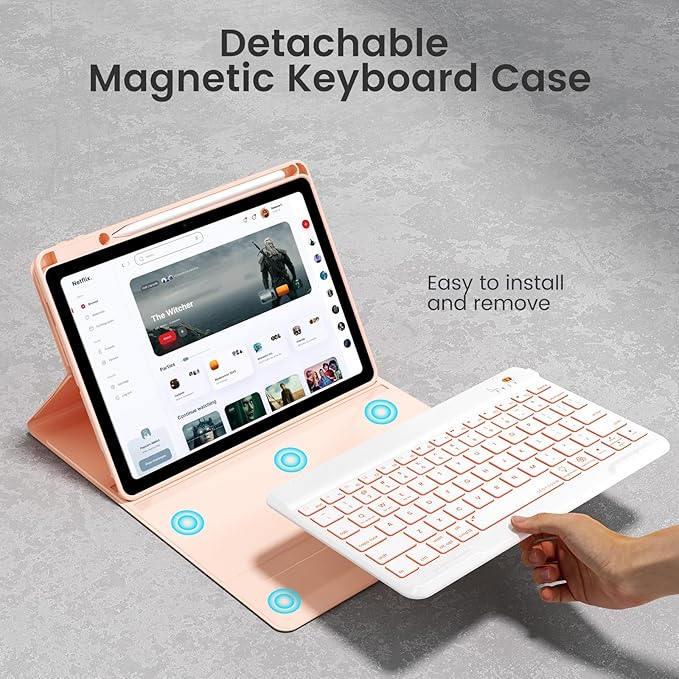 Keyboard Case for iPad Air 11-inch M2/Air 5th 4th Generation, 7-Color Backlit - Image 4