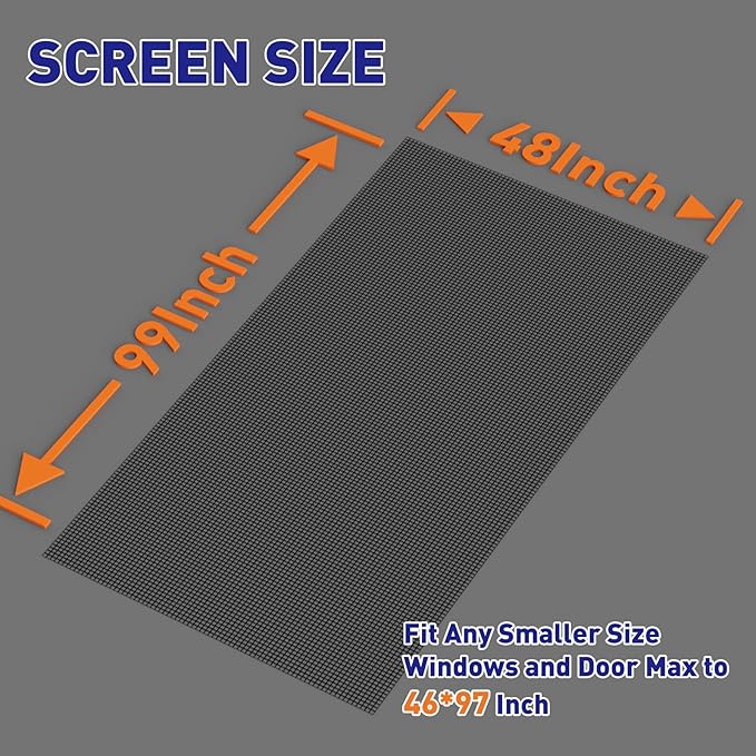 MAGZO Window Screen Replacement Mesh 48"W x 99"L - Image 2