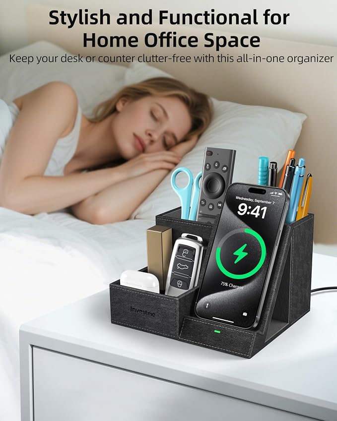 Wireless Charger with Desk Organizer, Pen Pencil Holder, Office Supplies and - Image 6